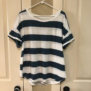 Maurices 24/7 Drop Shoulder Tee, XXL, White & Blue